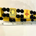Vintage Bakelite MahJong Tile Bracelet, Butterscotch w Black Beads Between Tiles