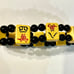 Vintage Bakelite MahJong Tile Bracelet, Butterscotch w Black Beads Between Tiles
