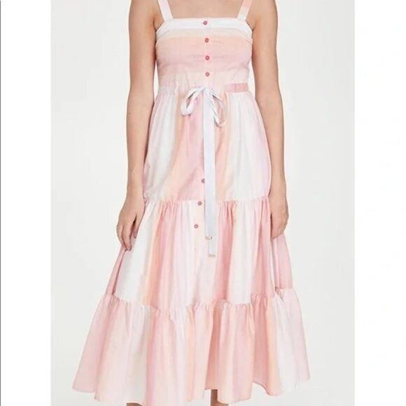 NWT Tanya Taylor Claire Striped Midi Dress Size 10