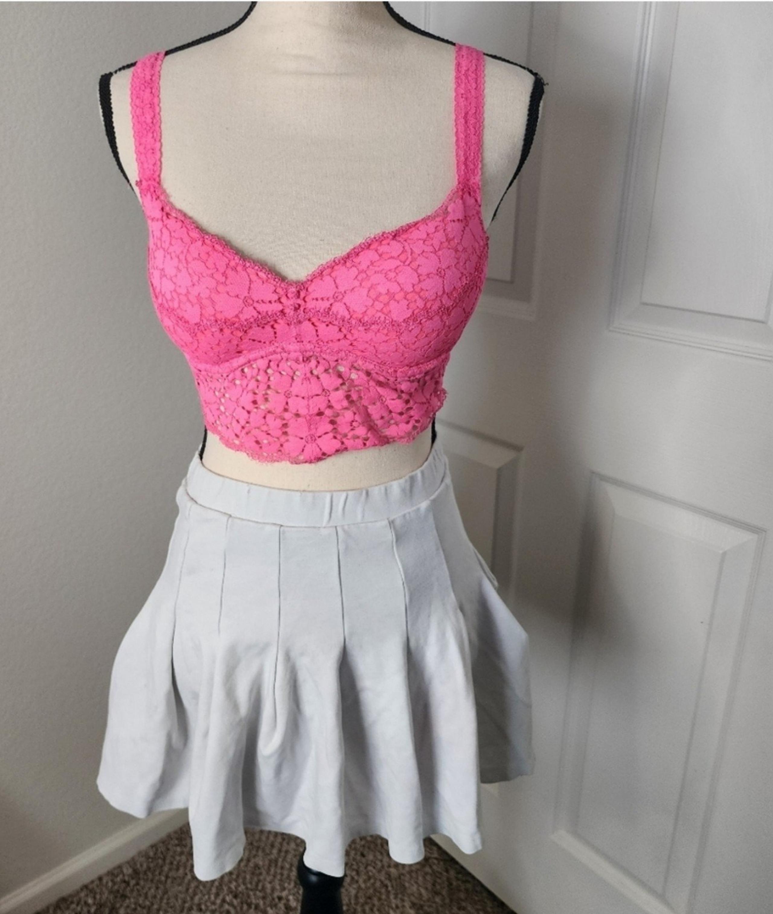Victoria's Secret PINK Bralette & white skirt