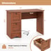 Vintage Computer Desk Home Office Study Table Spacious Workstation w/ 3 Drawers