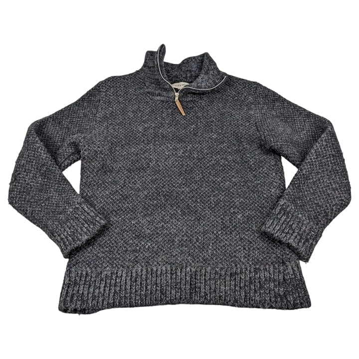 Fuza Wool 100% Merino Wool 1/4 Zip Womens Size XL Gray Handmade in Nepal