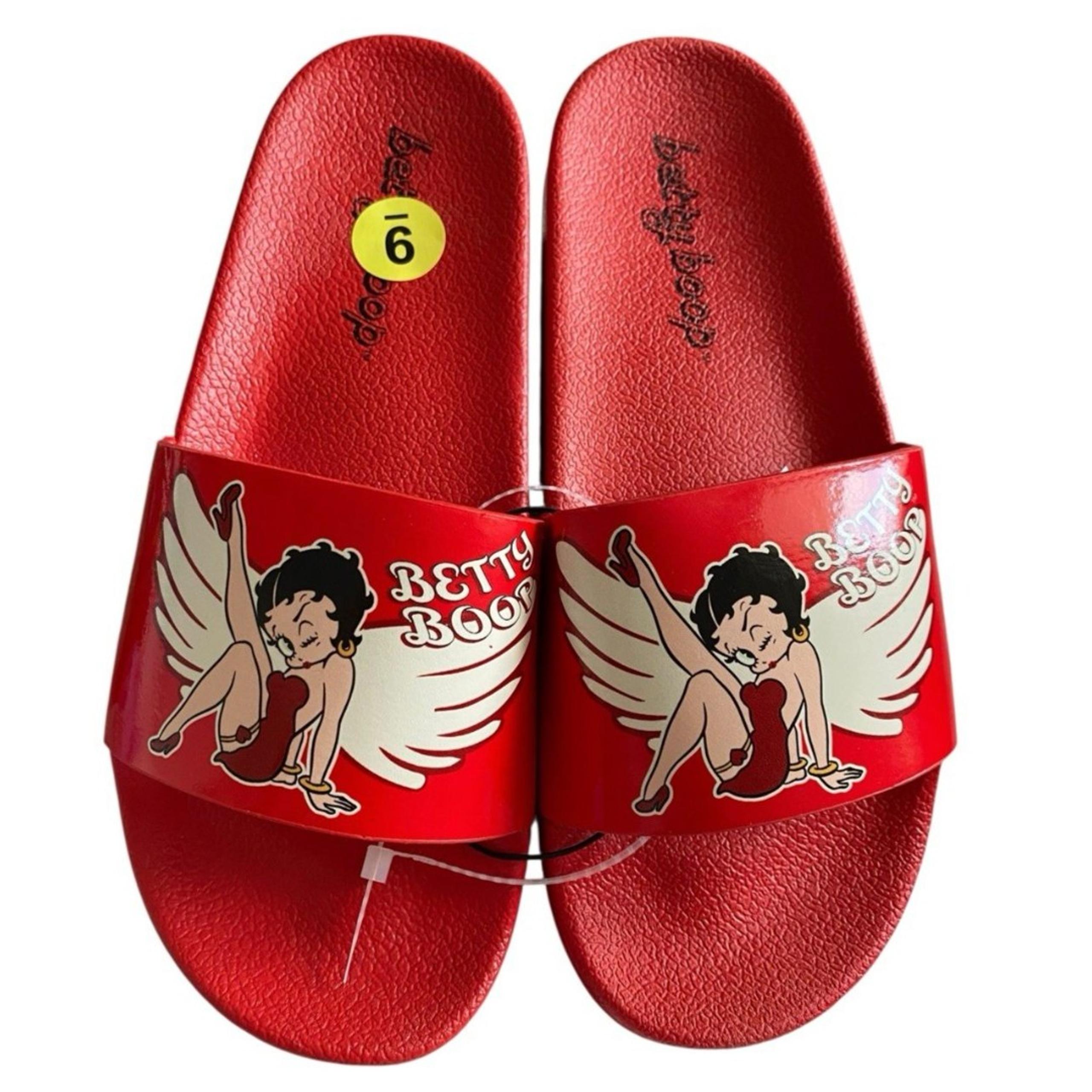 Betty Boop Women's Red Angel Wings Slide Sandals Size 9 NWT