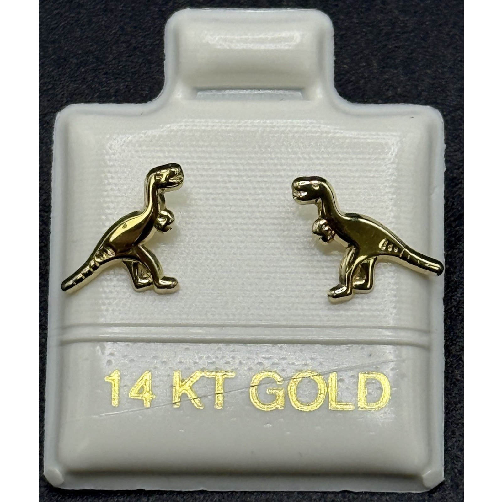 New Condition 14k Dainty Dinosaur Stud Earrings