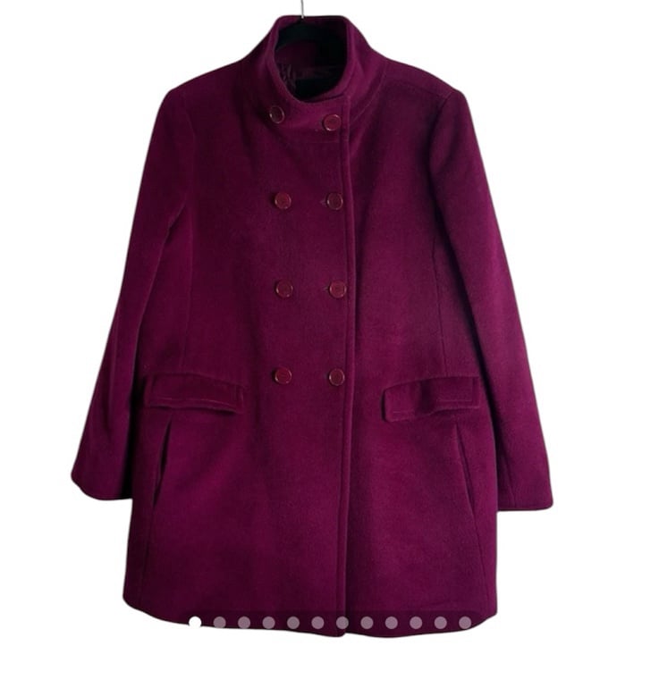 Talbots purple wool quilted linng coat size 16