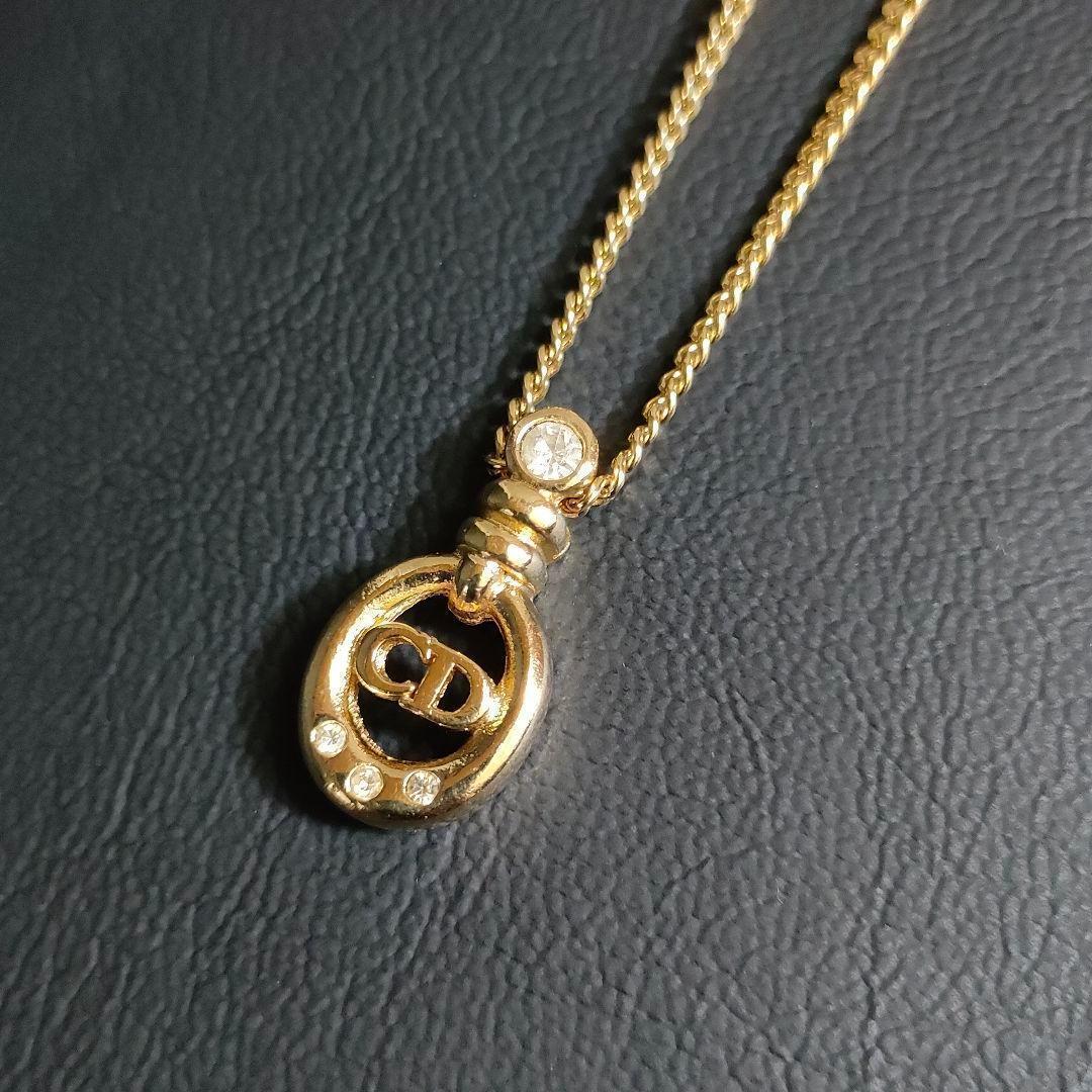 Excellent Condition: Dior Necklace with CD Logo, Circle, Gold, and Stones