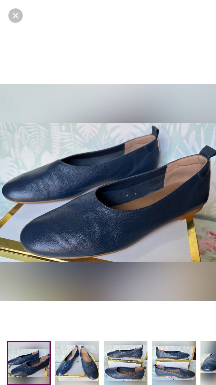 Everlane the day glove 100% leather flats in navy blue color Size 8