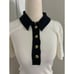 NWT J Crew Black Vintage rib polo T-shirt Size S