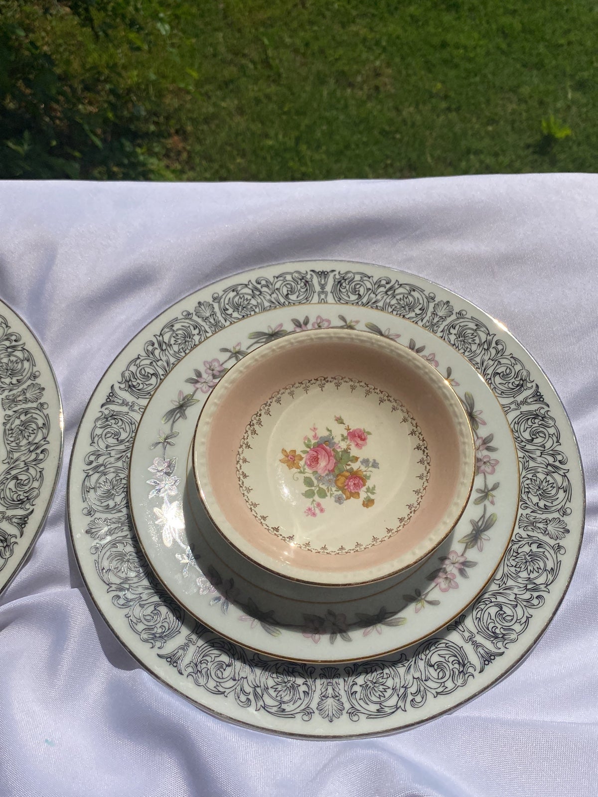 Vintage China mix match plate Setting for 4