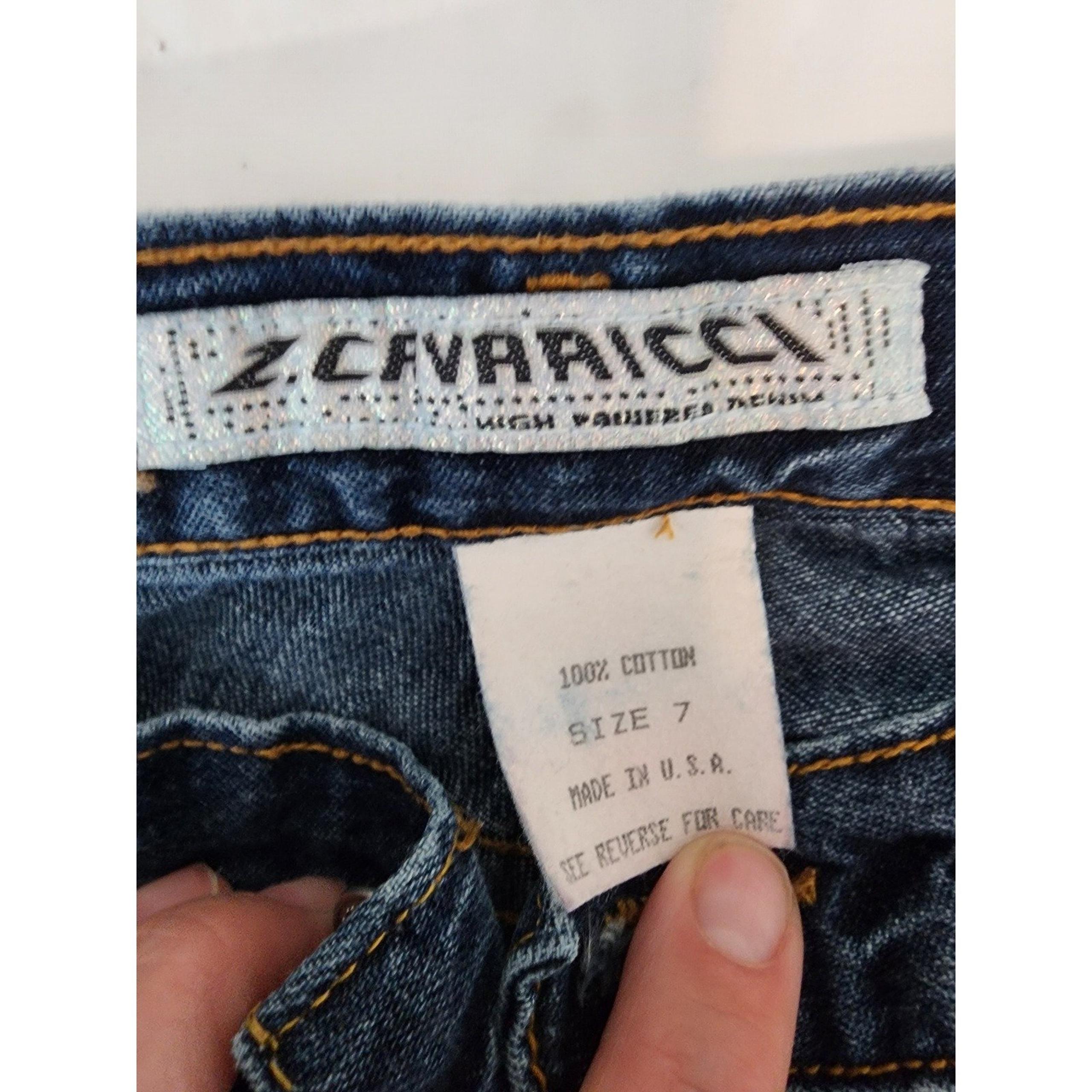 Z. Cavaricci High Waisted Denim Jeans Flare Leg Dark Wash Size 7