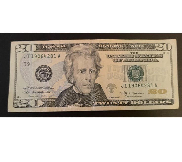 20 Dollar Bill Fancy Serial Number Birthday Year JI 1906 4281 A