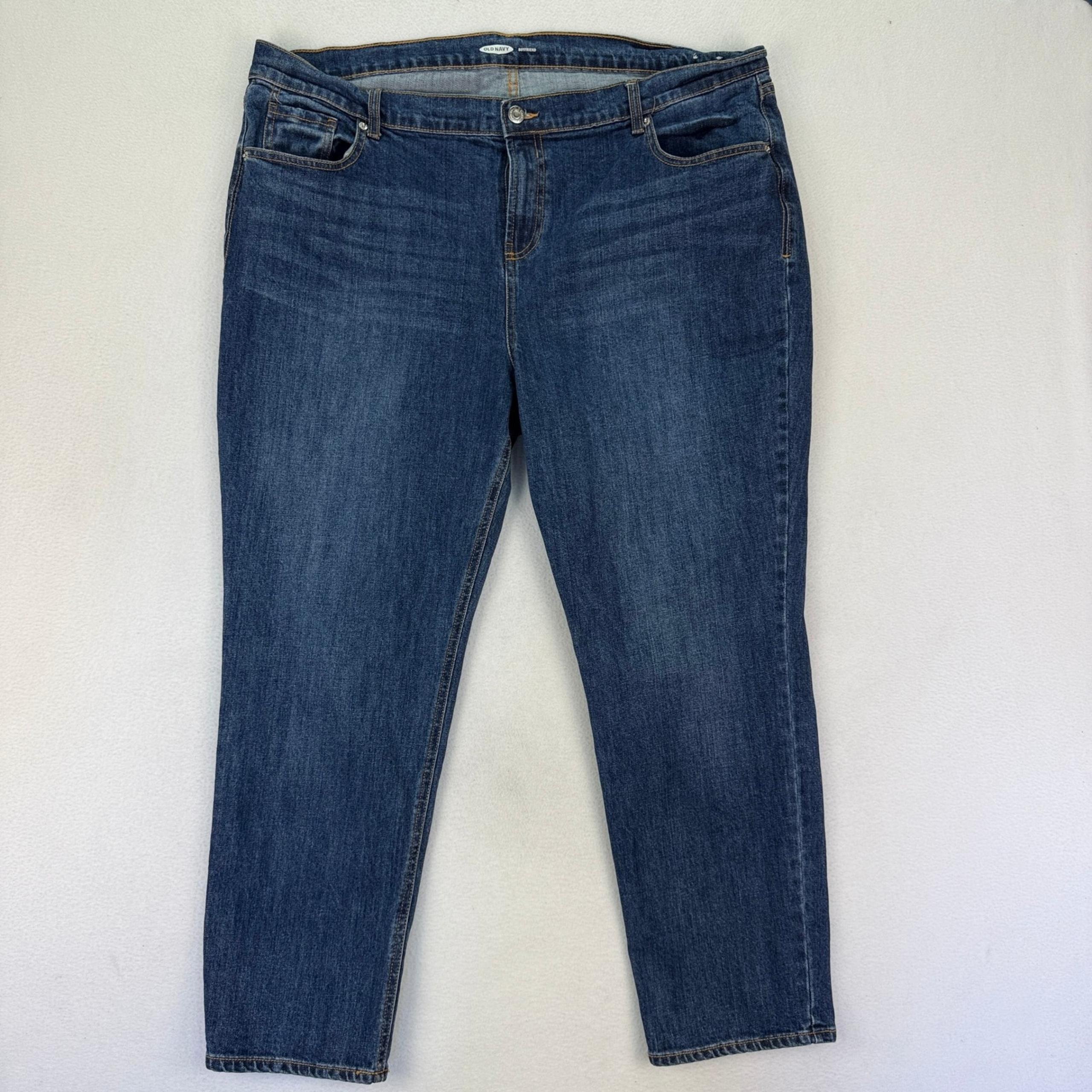 Old Navy Boyfriend Jeans Dark Wash Denim Relaxed Fit Everyday Casual Size 18