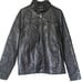 Guess Men's Medium Black Leather Jacket with Detachable Hood and Zipper Pockets