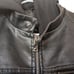 Guess Men's Medium Black Leather Jacket with Detachable Hood and Zipper Pockets