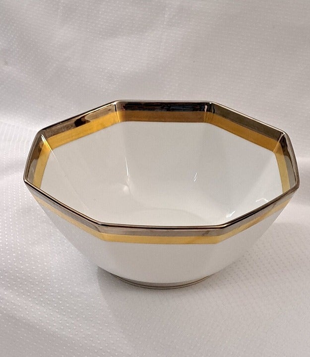 Fitz & Floyd Platine d'OR Serving Octagonal Accent Bowl 7 Dia. Vintage Japan