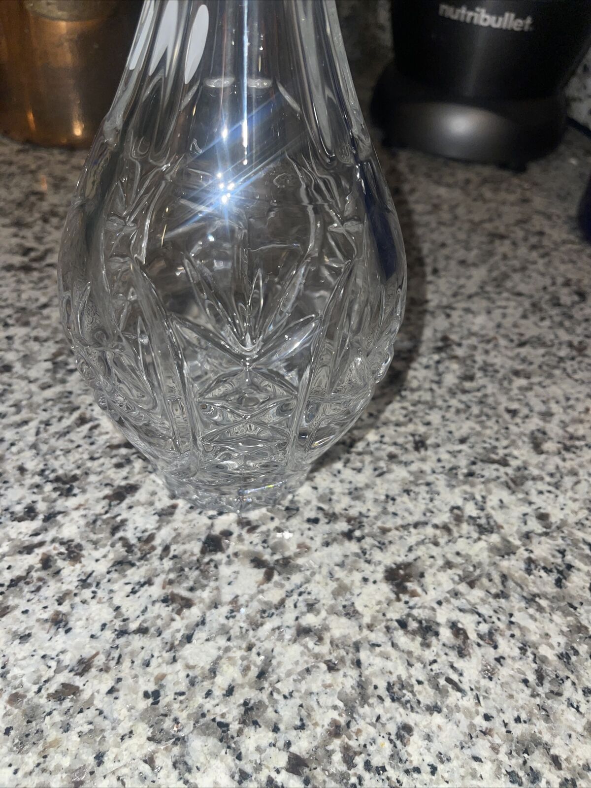 New Crystal Glass Pinwheel Decanter Tall W/ Stopper Europe 14.25