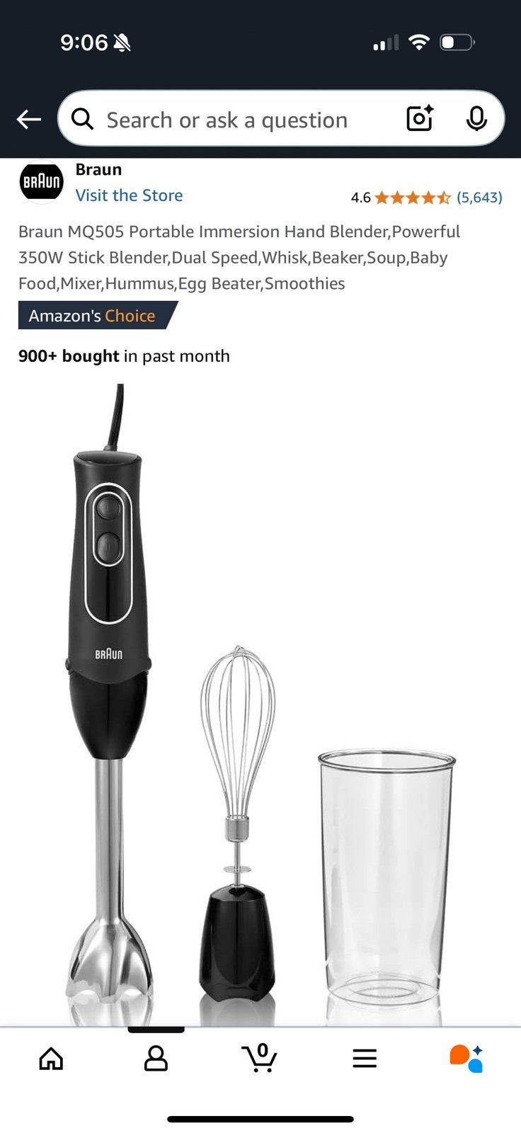 Braun MQ505 Portable Immersion Hand Blender NEW