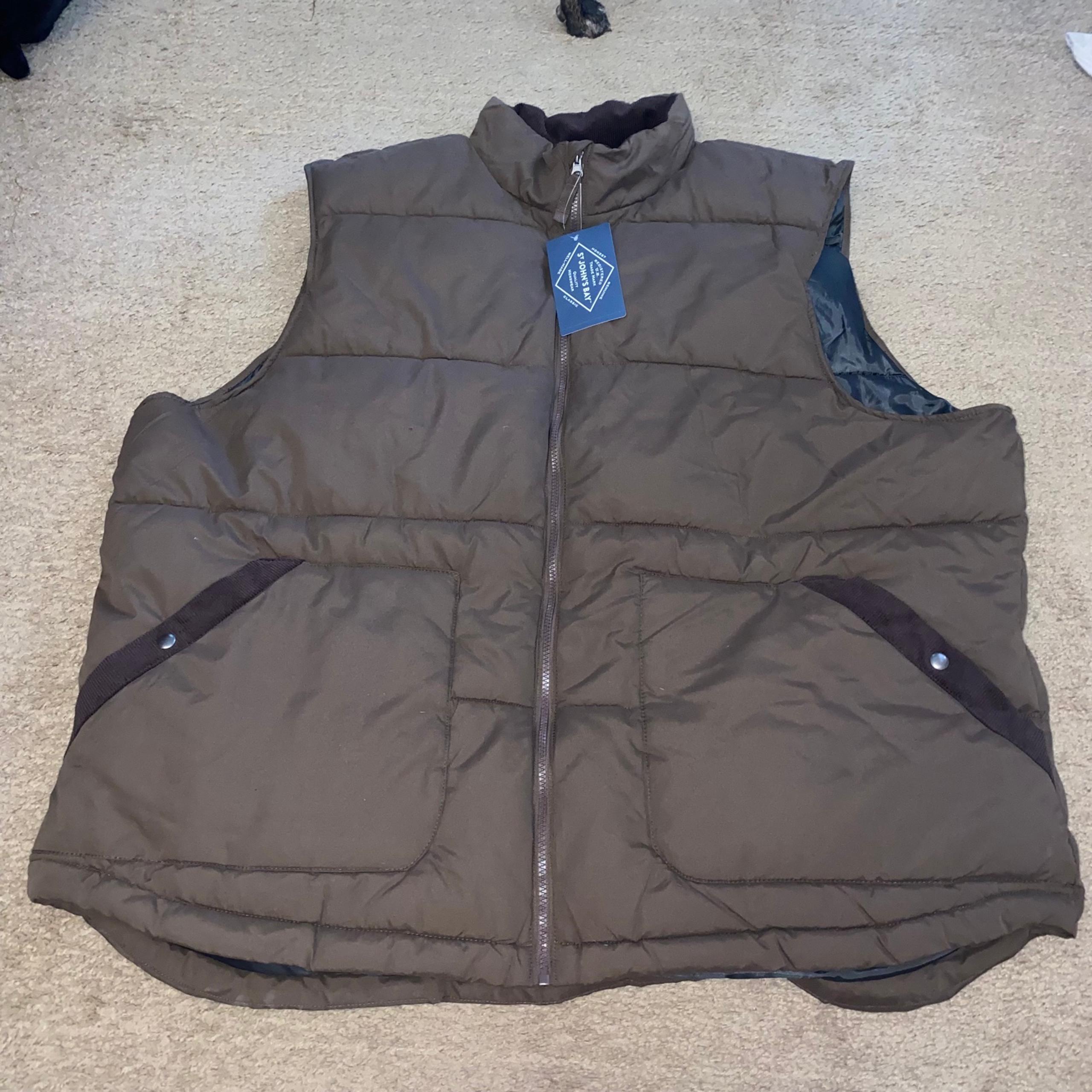 St Johns Bay Vest Mens 4XLT Brown Puffer Outdoor Quilted Down Alternative New