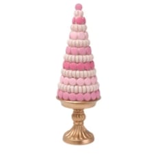 Whimsical Pastel Pink Macaroon Tree on Gold Pedestal Valentine's Easter Decor