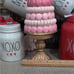 Whimsical Pastel Pink Macaroon Tree on Gold Pedestal Valentine's Easter Decor