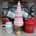 Whimsical Pastel Pink Macaroon Tree on Gold Pedestal Valentine's Easter Decor