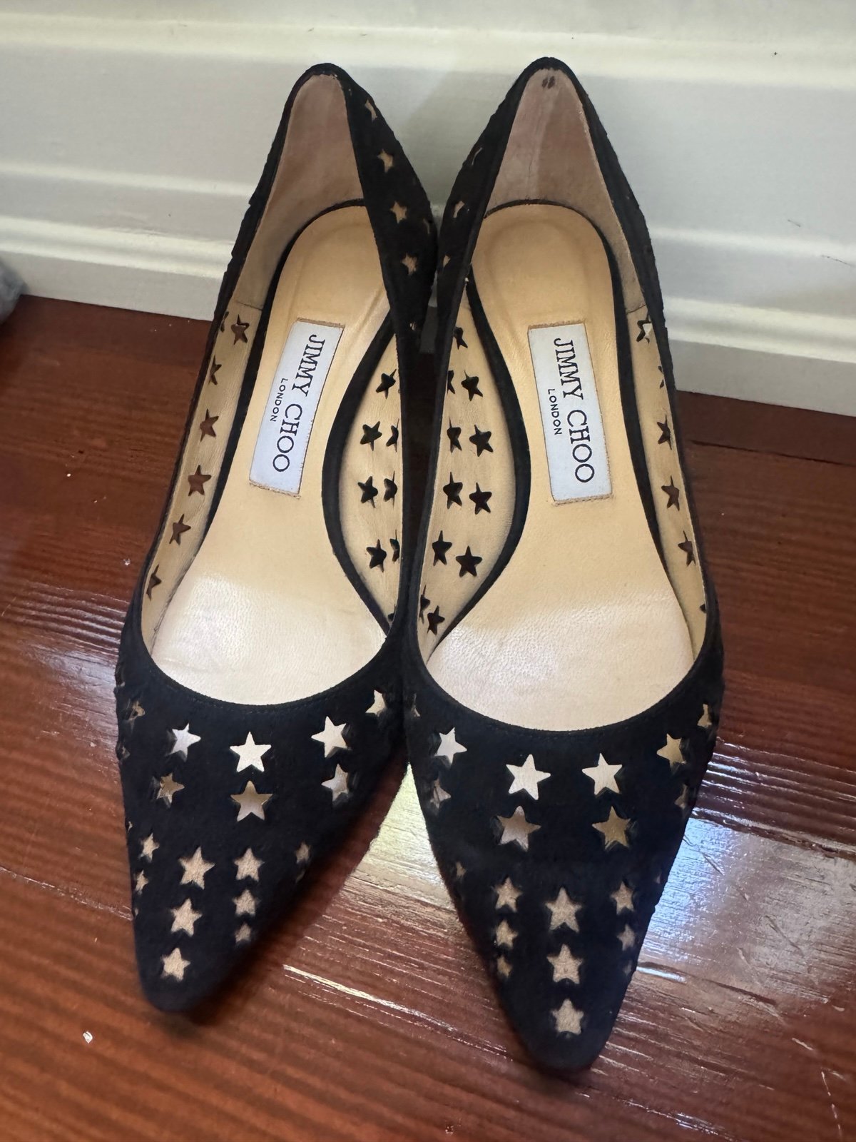 Jimmy Choo Black Star Suede Pumps