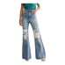 Billabong Women's X Wrangler High Rise Medium Wash Floral Patchwork Straight