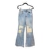 Billabong Women's X Wrangler High Rise Medium Wash Floral Patchwork Straight