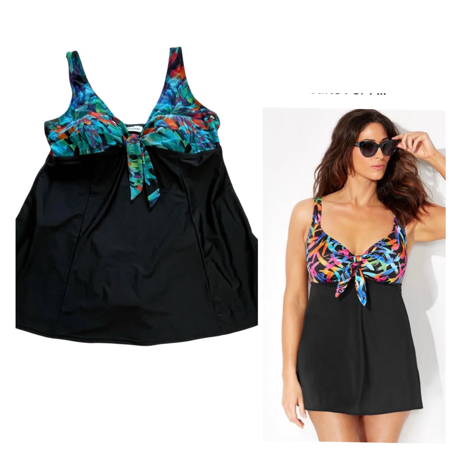 Avenue Swimsuit Women's 1 pc Size 24 Black & Pink Floral New Without Tags