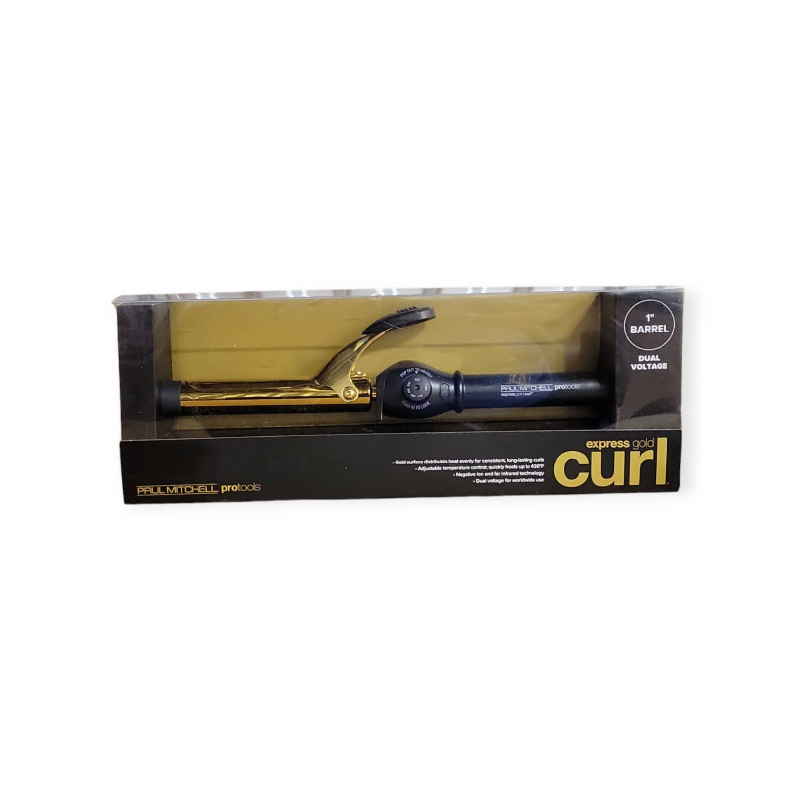 New Paul Mitchell Protools Express Gold Curl 1” Barrel Curling Iron Adjustable