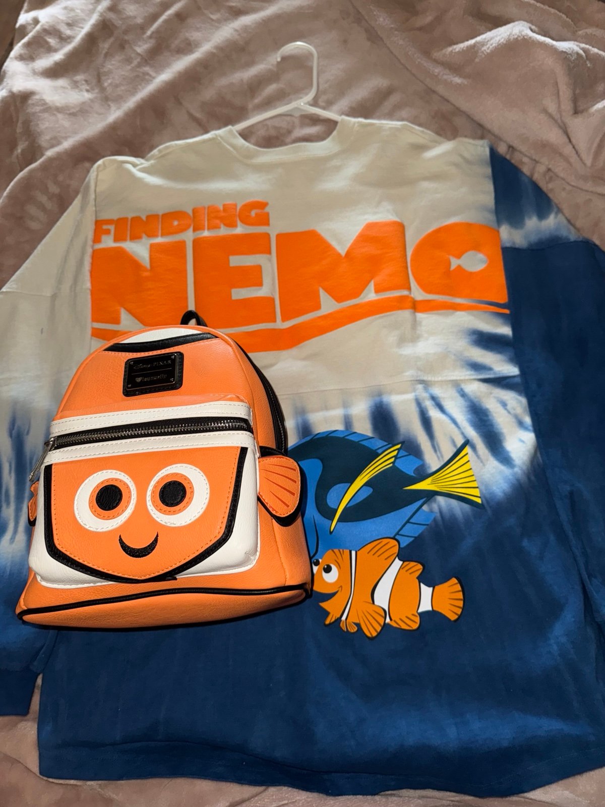 Finding Nemo cosplay Loungefly mini backpack and Spirit Jersey