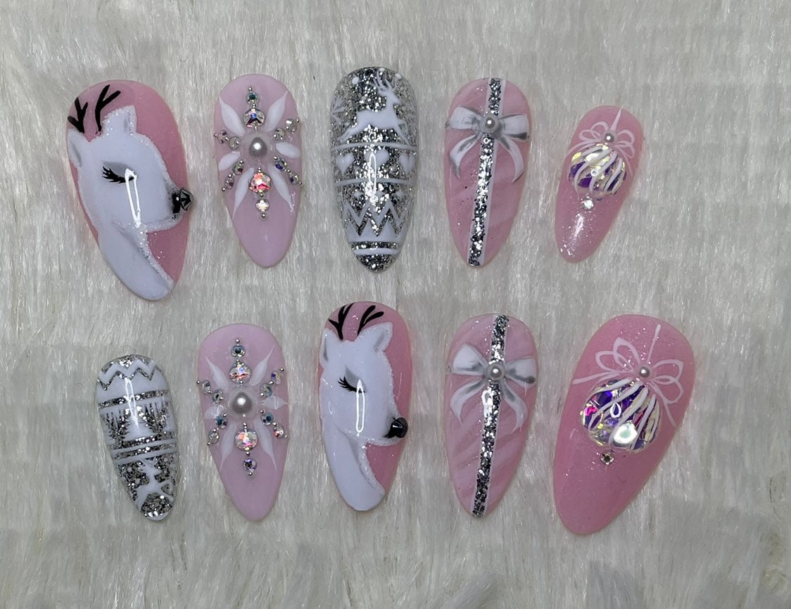 Christmas Reindeer Press On Nails
