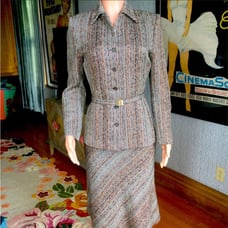 Philippe Adec Gorgeous Vintage Wool Skirt Suit S
