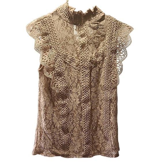 Cable & Gauge Elegant Lace Tan Top Women's SP