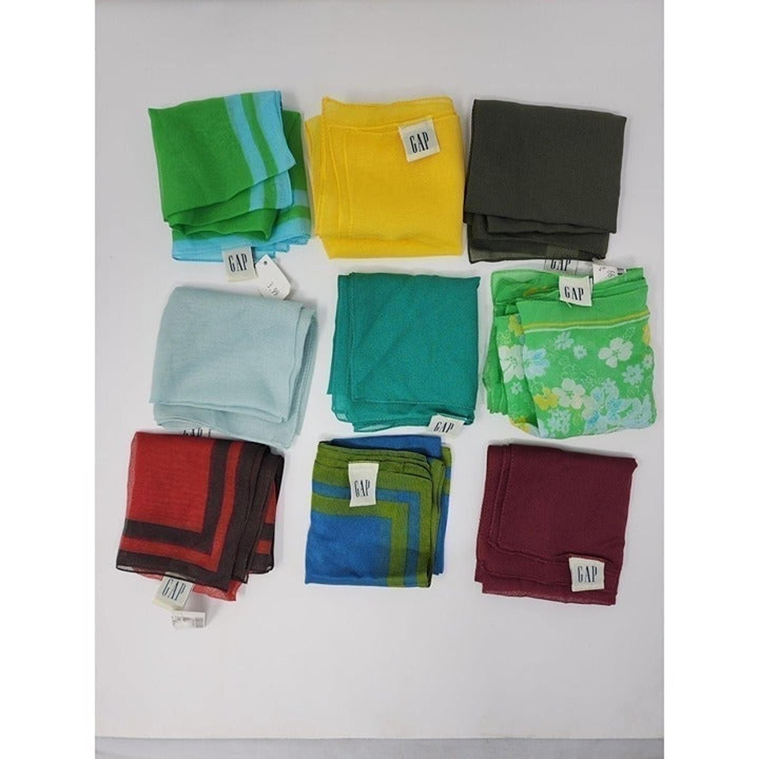 Vintage GAP Polyester Scarves Made In Italy Approximately 15" Square Lot Of 9