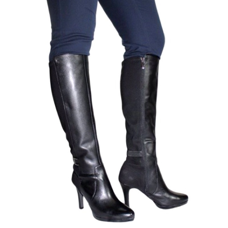Tahari Groove knee high leather and nylon heeled boots size 7 in original box