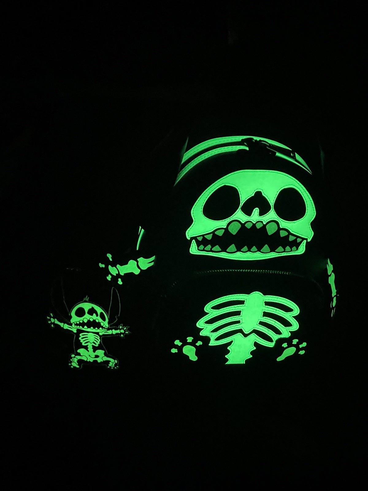 Loungefly 2022 SDCC Exclusive Stitch Skeleton Backpack with WalletNew Glows GITD