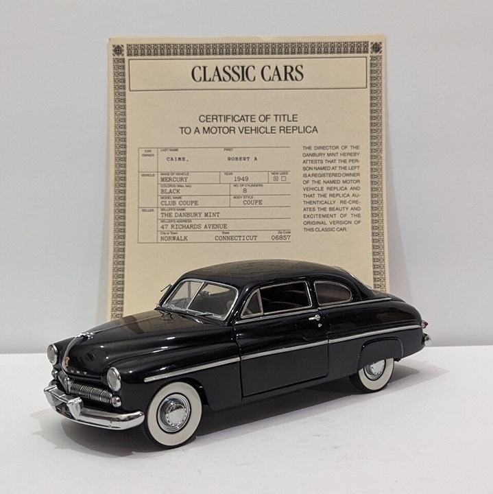1949 Mercury Club Coupe Black Danbury Mint 1:24 Metal Model