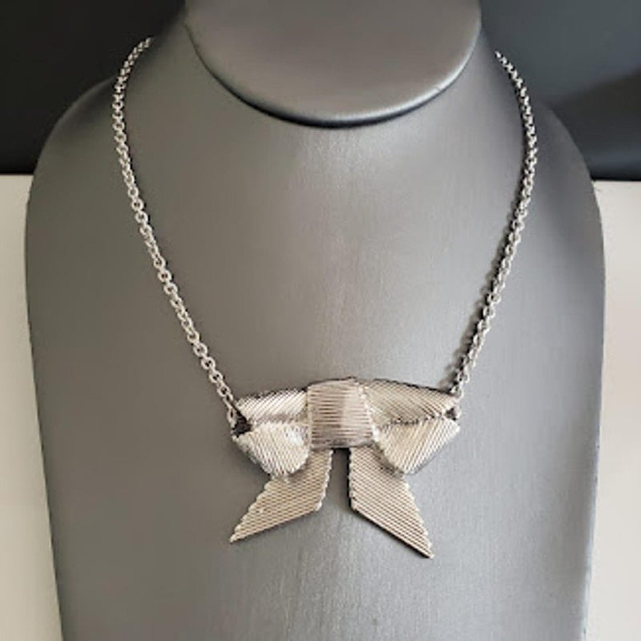 Kate Spade Women's All Wrapped Up Necklace Silver Tone Bow Pendant