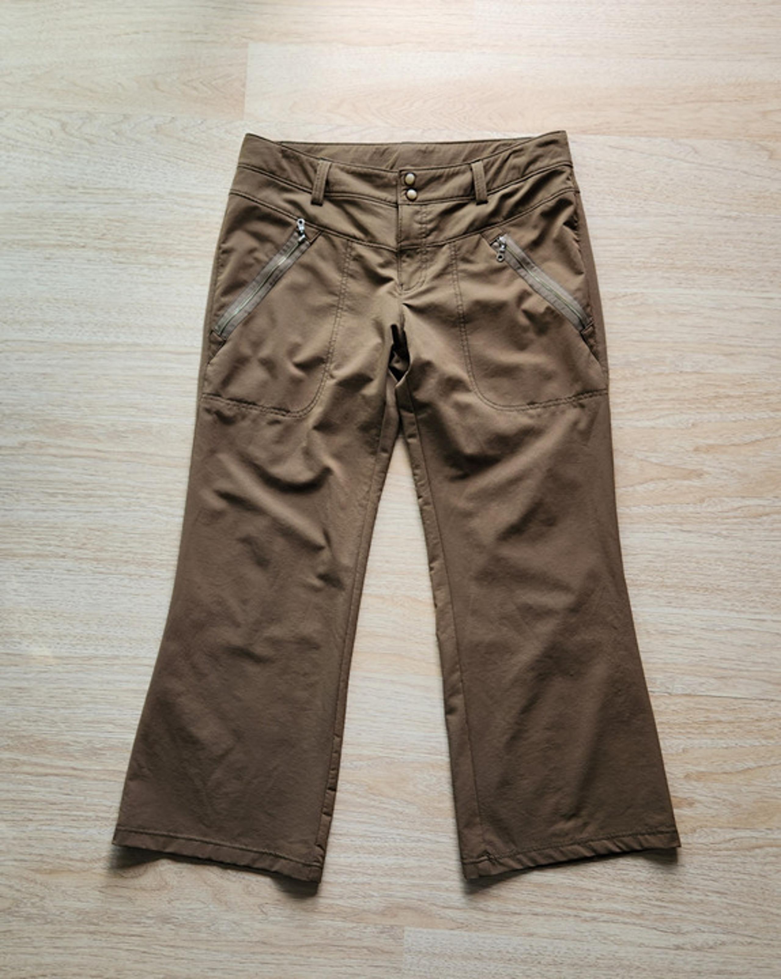 Athleta Outdoor Hiking Cropped Pants Wide-Leg Zip-Pocket Brown Women's 12P