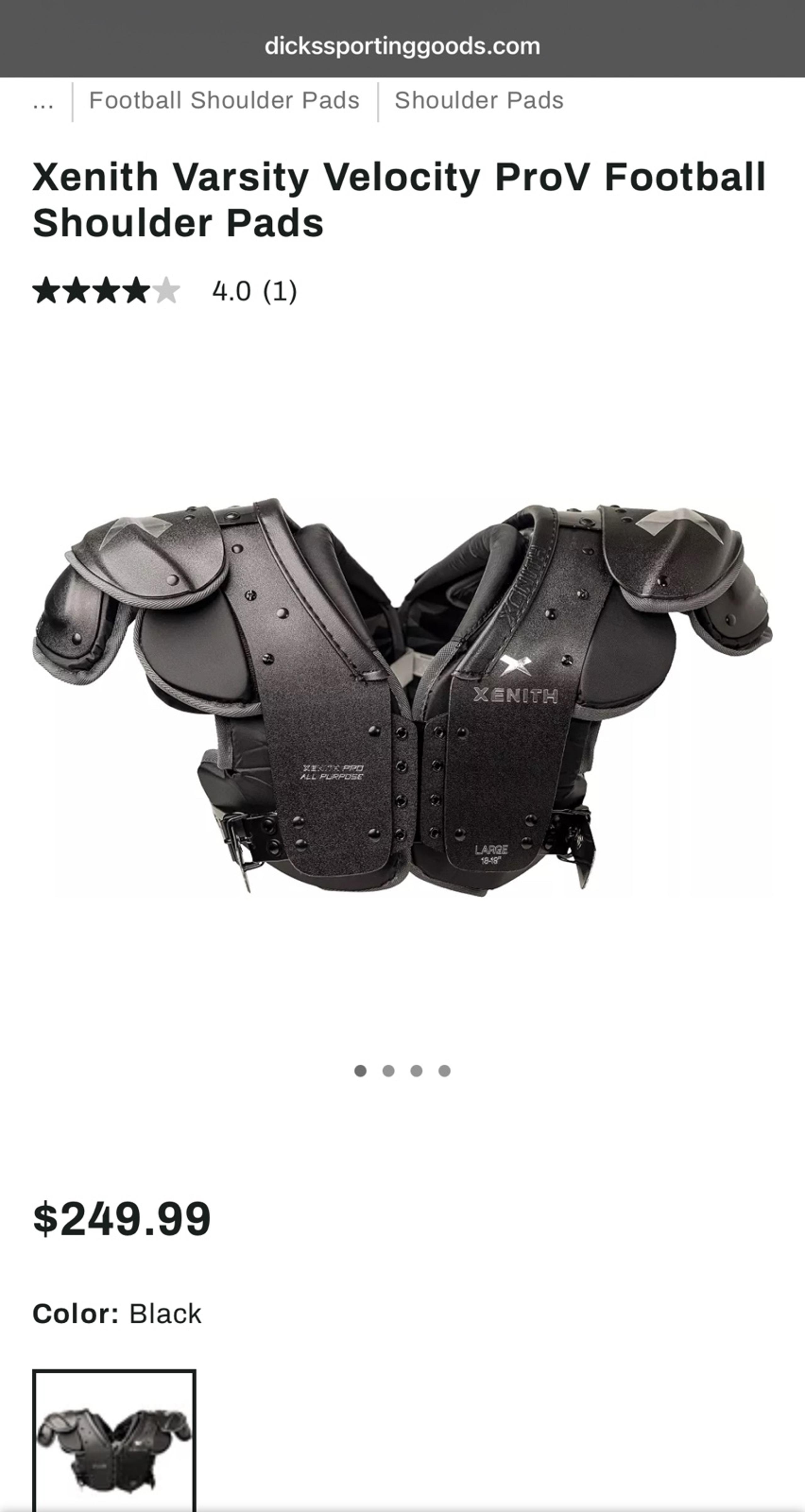 Xenith Varsity Velocity ProV Football Shoulder Pads Size Large