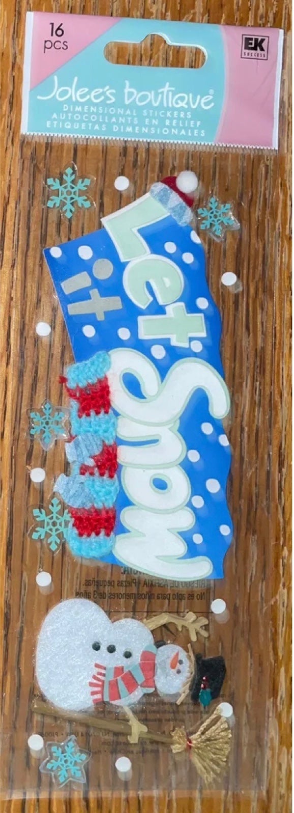 RARE Let It Snow Title Scrapbook Stickers