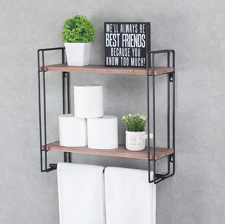 Industrial Pipe Shelving Iron Shelves Industrial Bathroom Shelves with Towel bar
