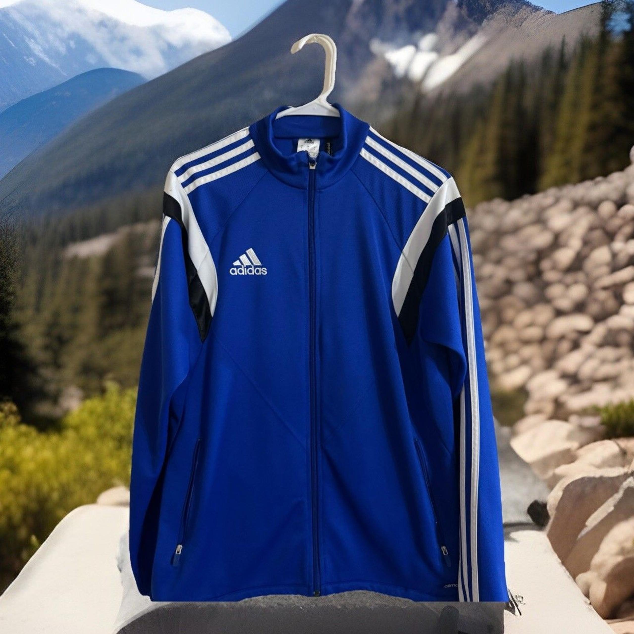 y2k Men's Adidas Climacool Blue Zip Soccer Track Jacket Size s