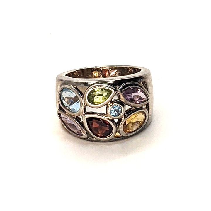Sterling Gemstone RING Silver 925 Peridot Amethyst Garnet Topaz Size 6.5