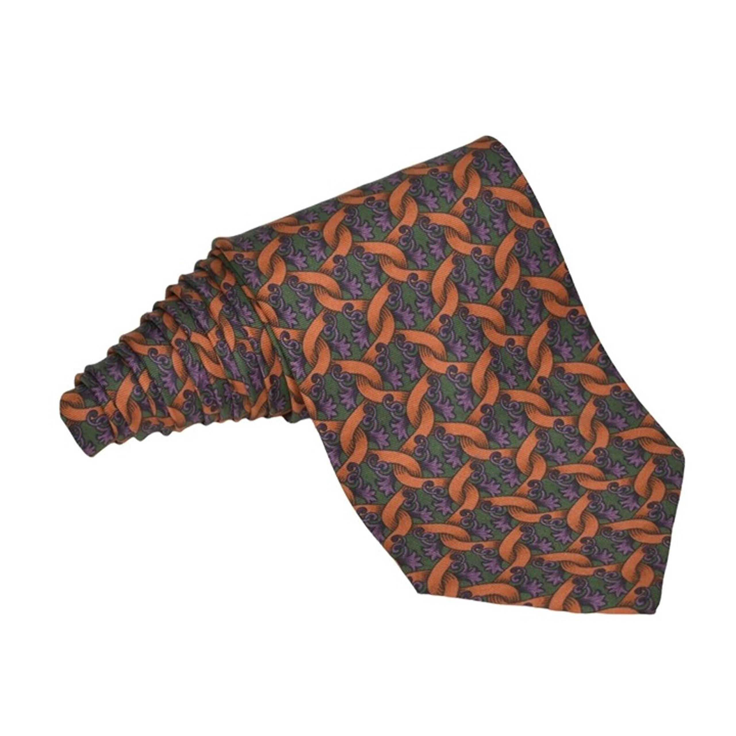 Vintage Barneys New York Mens Tie Necktie Italy Silk Green Brown Purple 57 in
