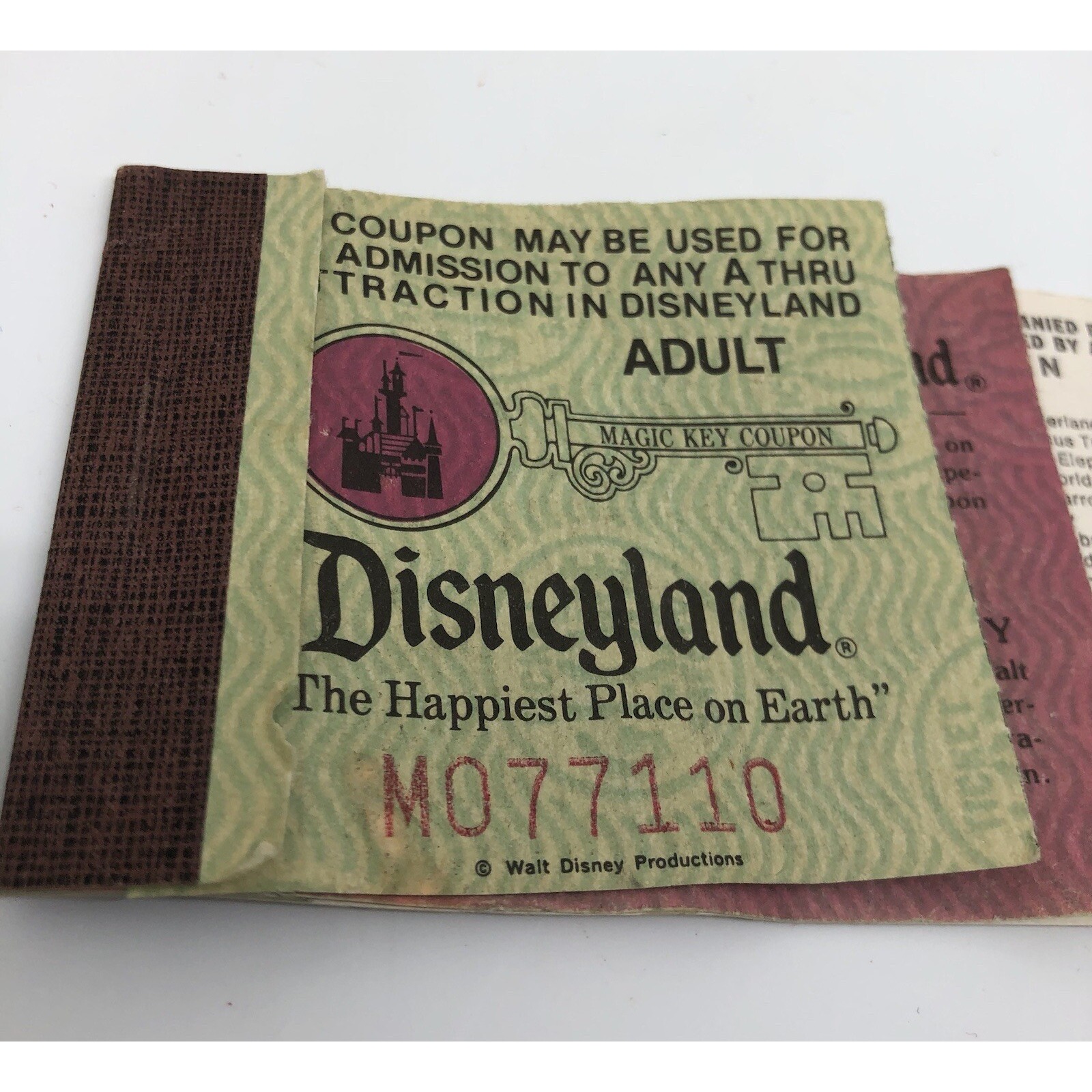 Vintage Disneyland Adult Ticket coupon booklet original Disney Art Magic Kingdom