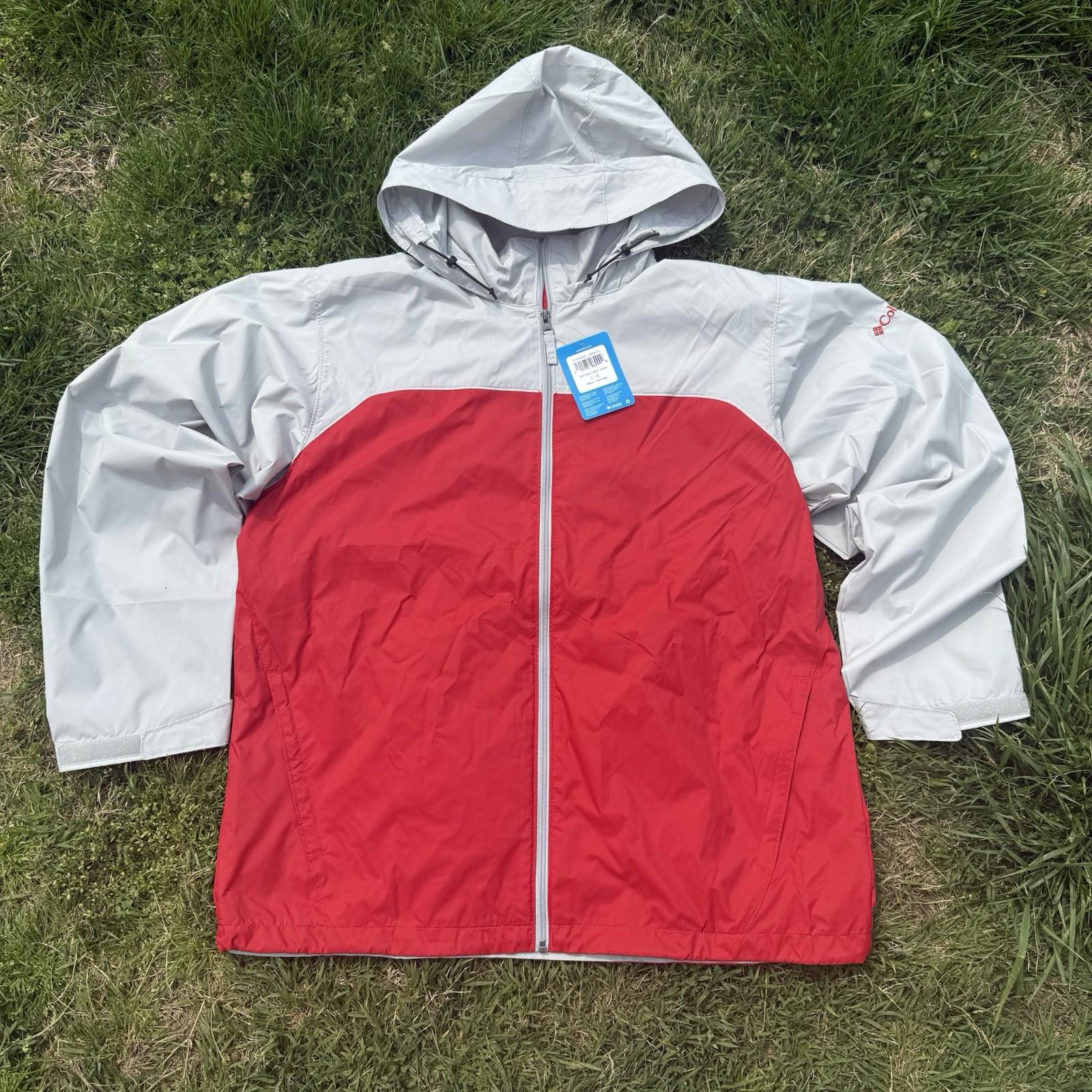 Columbia Men's Rain Jacket Packable Hood Glennaker Lake II Sz L Mountain Red
