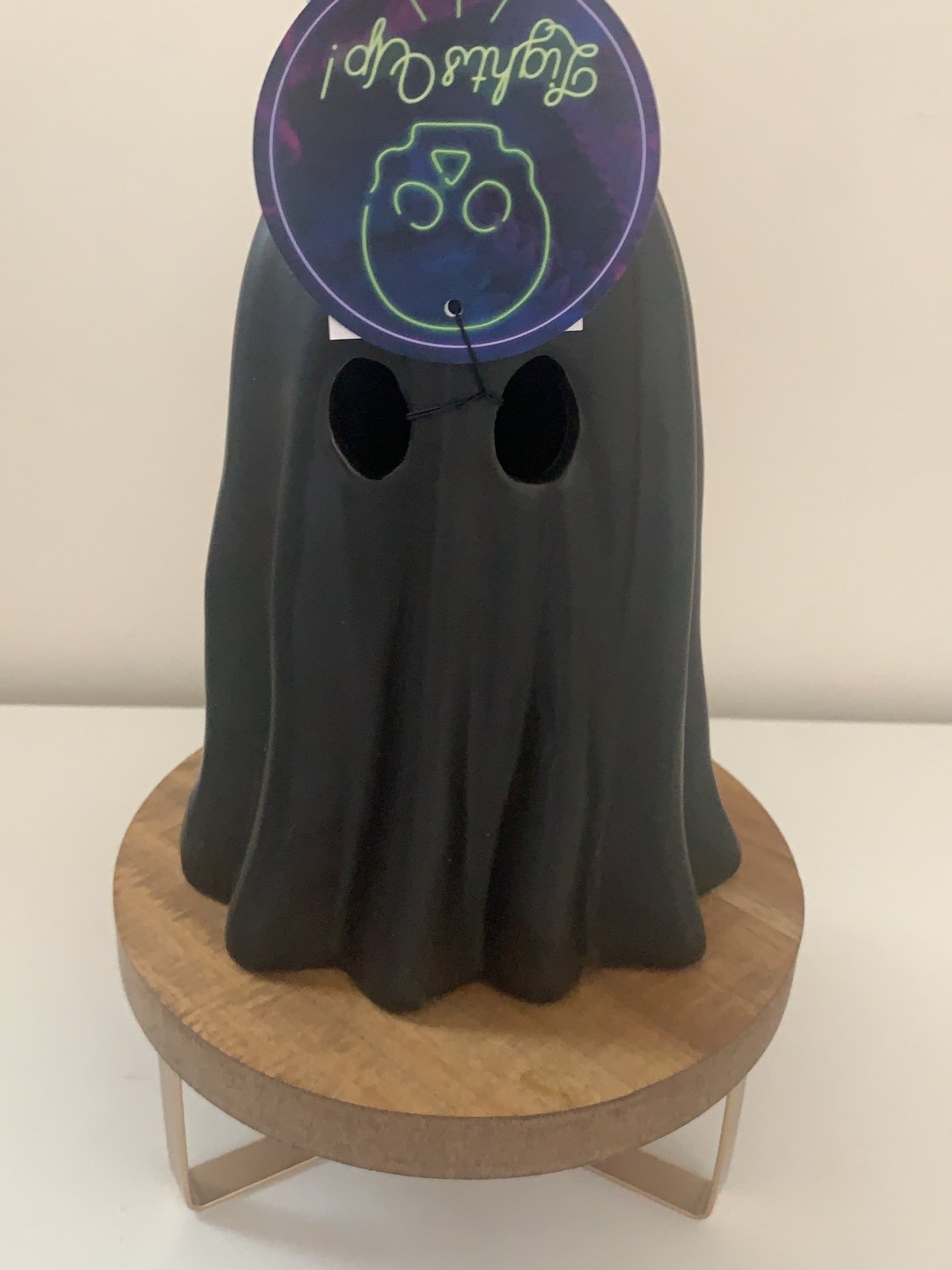 Halloween Ceramic Light Up Ghost in Black. Brand New.