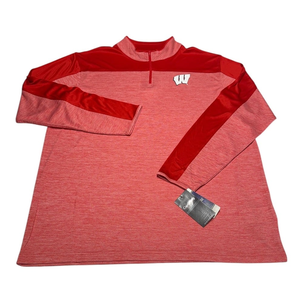 Wisconsin Badgers 1/4 Zip Pullover Mens XXL Red Long Sleeve Lightweight NCAA NWT
